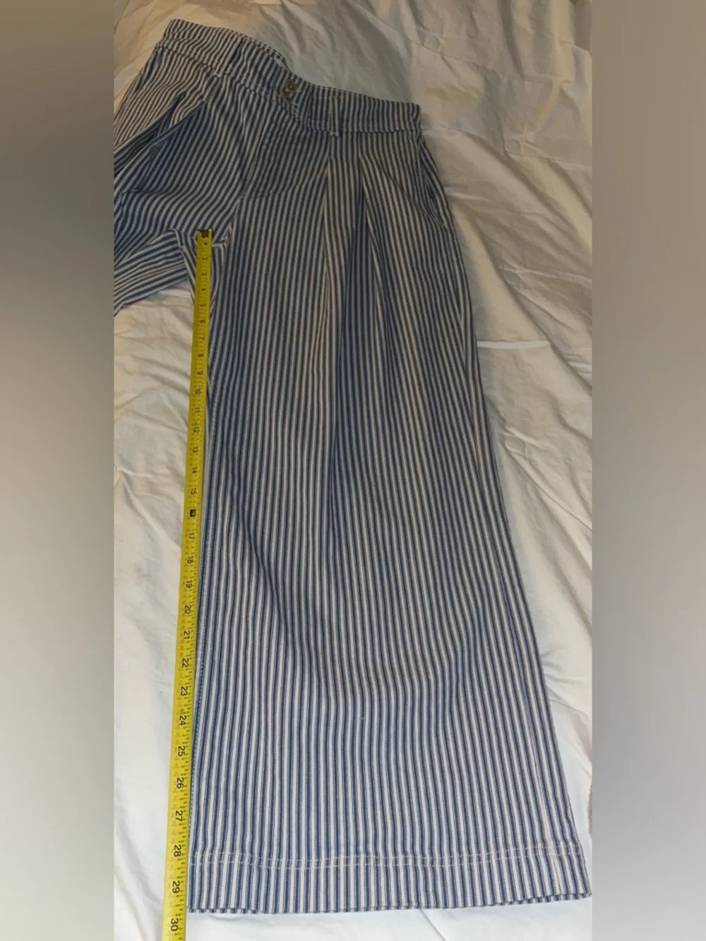 Boden Brompton Wide Leg Trousers in Blue Stripe size 12R - Picture 10 of 12